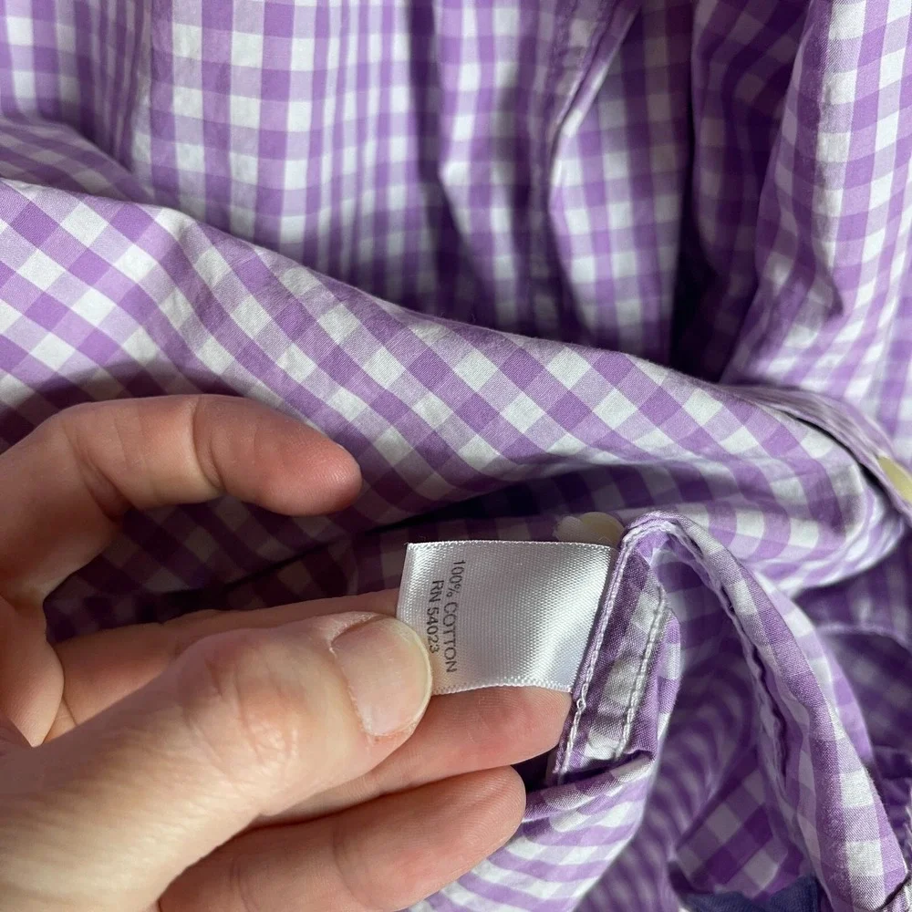 Banana Republic Men's Button‎ Down Shirt Medium Purple White Gingham Check